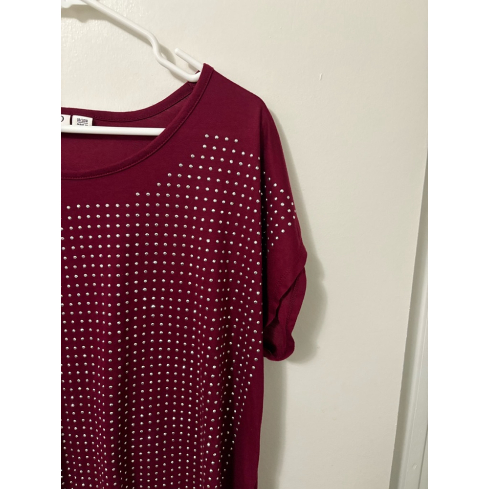 Cato Maroon women's silver beaded accent top size 18 -20 - Picture 4 of 12